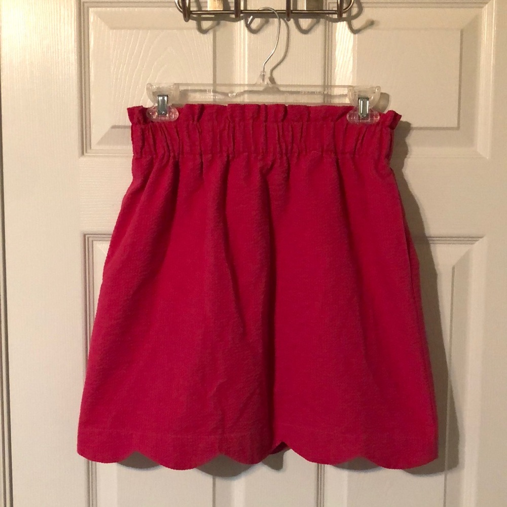 LAUREN JAMES SCALLOPED SOLID SEERSUCKER SKIRT